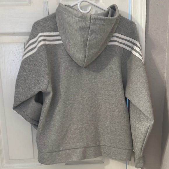 Adidas Classics 3-Stripes Heather Gray Full Zip Hoodie women’s size M - Picture 2 of 4